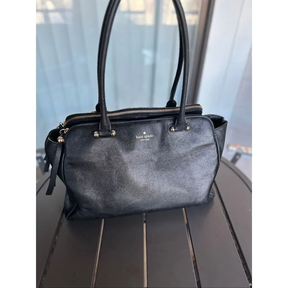 Kate Spade NY Textured Black Leather Satchel